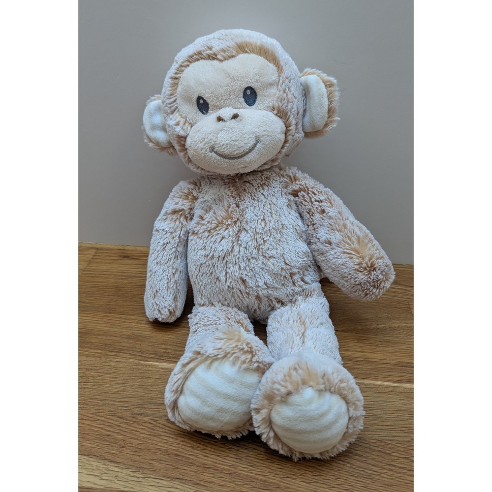 Ebba Marlow Monkey Plush Tan Cream Beige striped ears feet baby soft toy READ